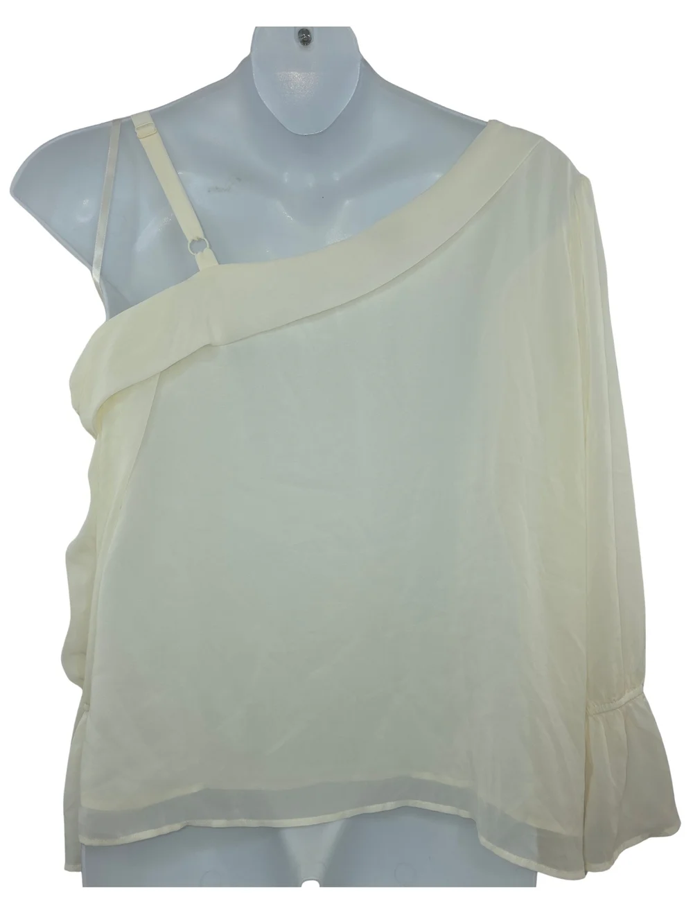 NEW Torrid 0X Size 12 Chiffon Asymmetrical One-Shoulder Blouse White 3692-CT - Picture 9 of 11